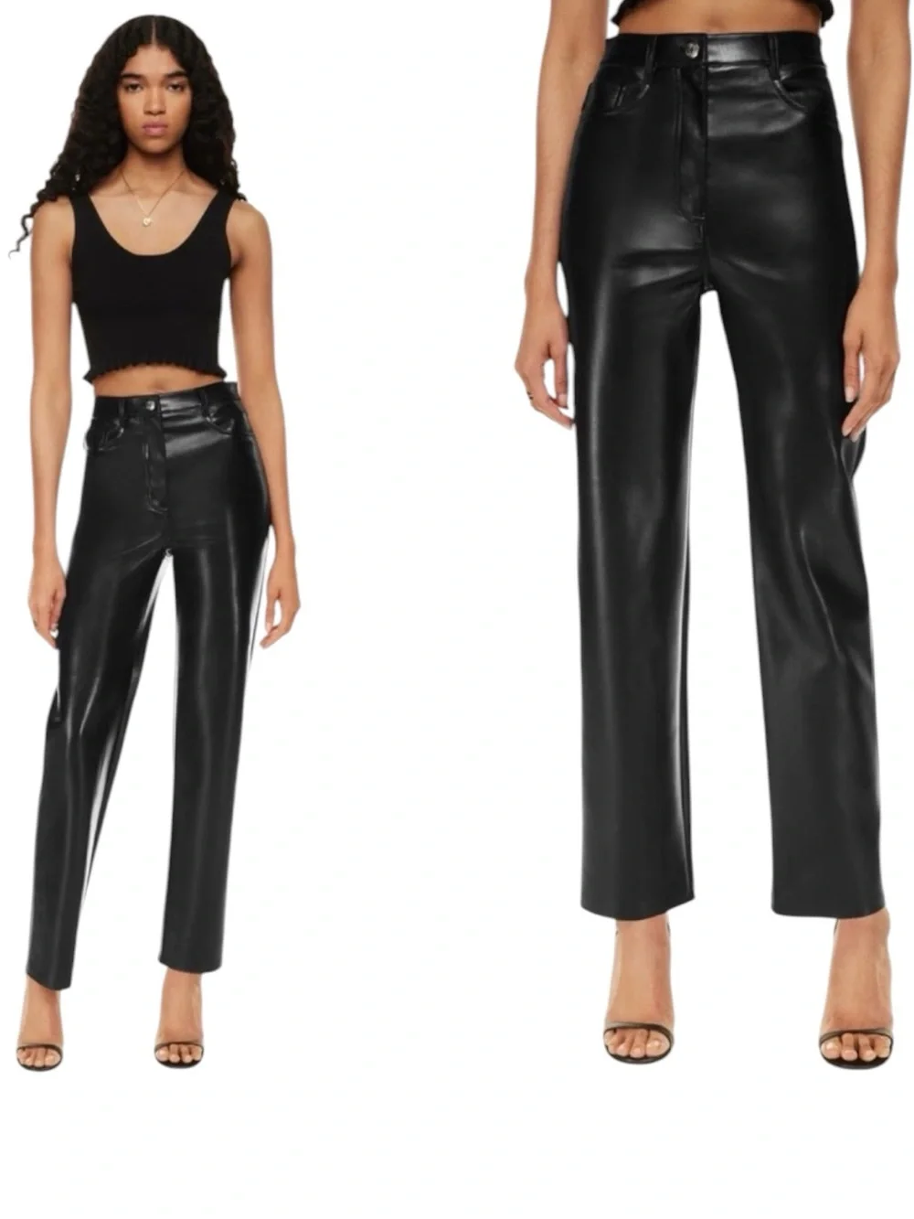WILFRED Melina High-Rise Faux Leather Straight-Leg Pants in Black Size 6 — NWT!